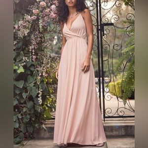 Lulu’s Everything’s All Bright Blush Pink Backless Maxi Dress Size M